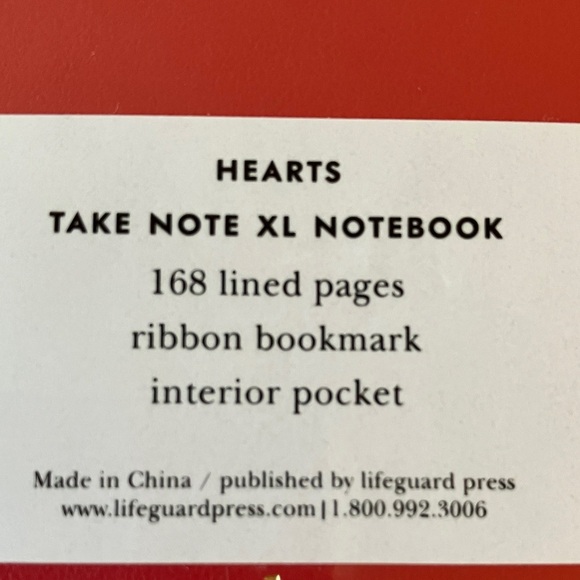 Kate Spade: Red “Take Note” XL Notebook- Gold Hearts- 168 lined pages- ribbon - Picture 12 of 15